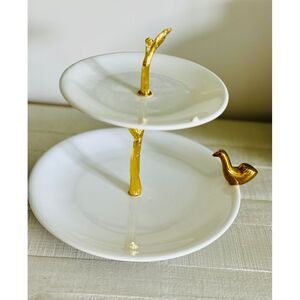 Nate Berkus Cream and Gold Tiered Display Stand